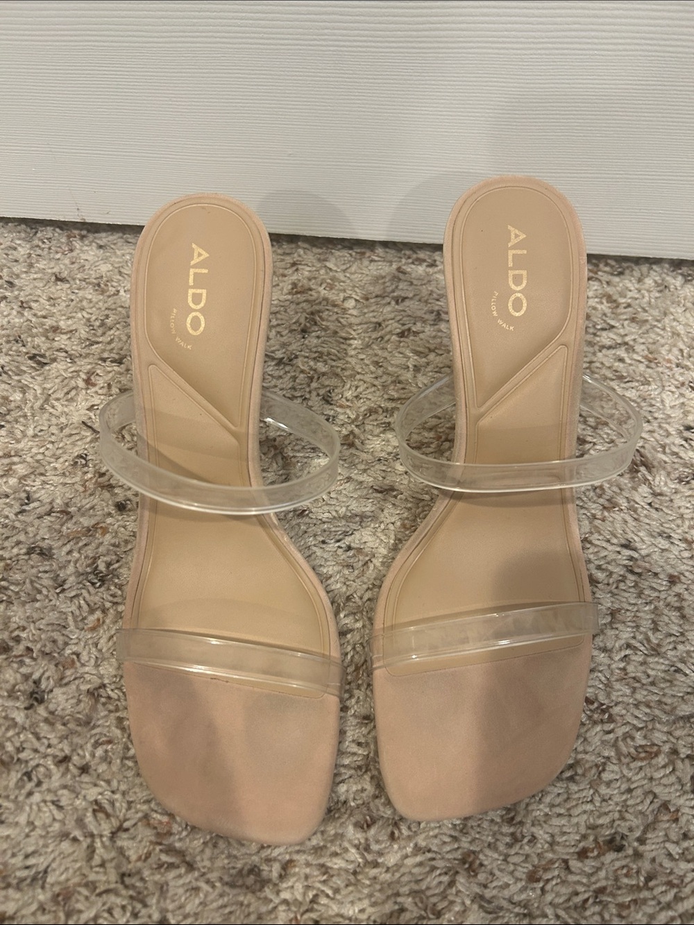 ALDO Clear-Strap Nude Slide Heels